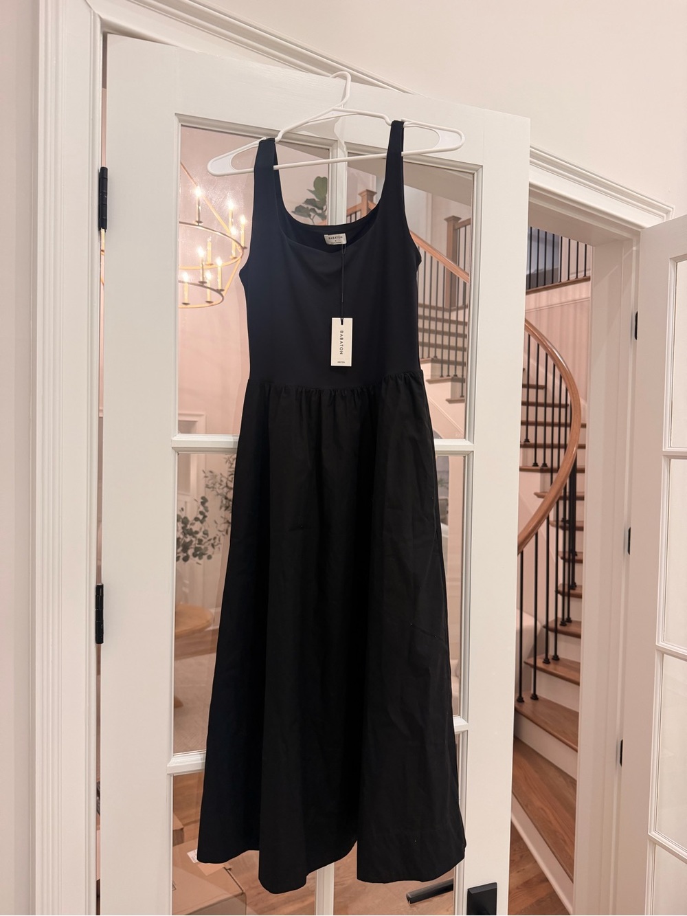 Aritzia Revive Poplin Black Midi Dress - Square Neck, NWT, size small - Picture 2 of 2